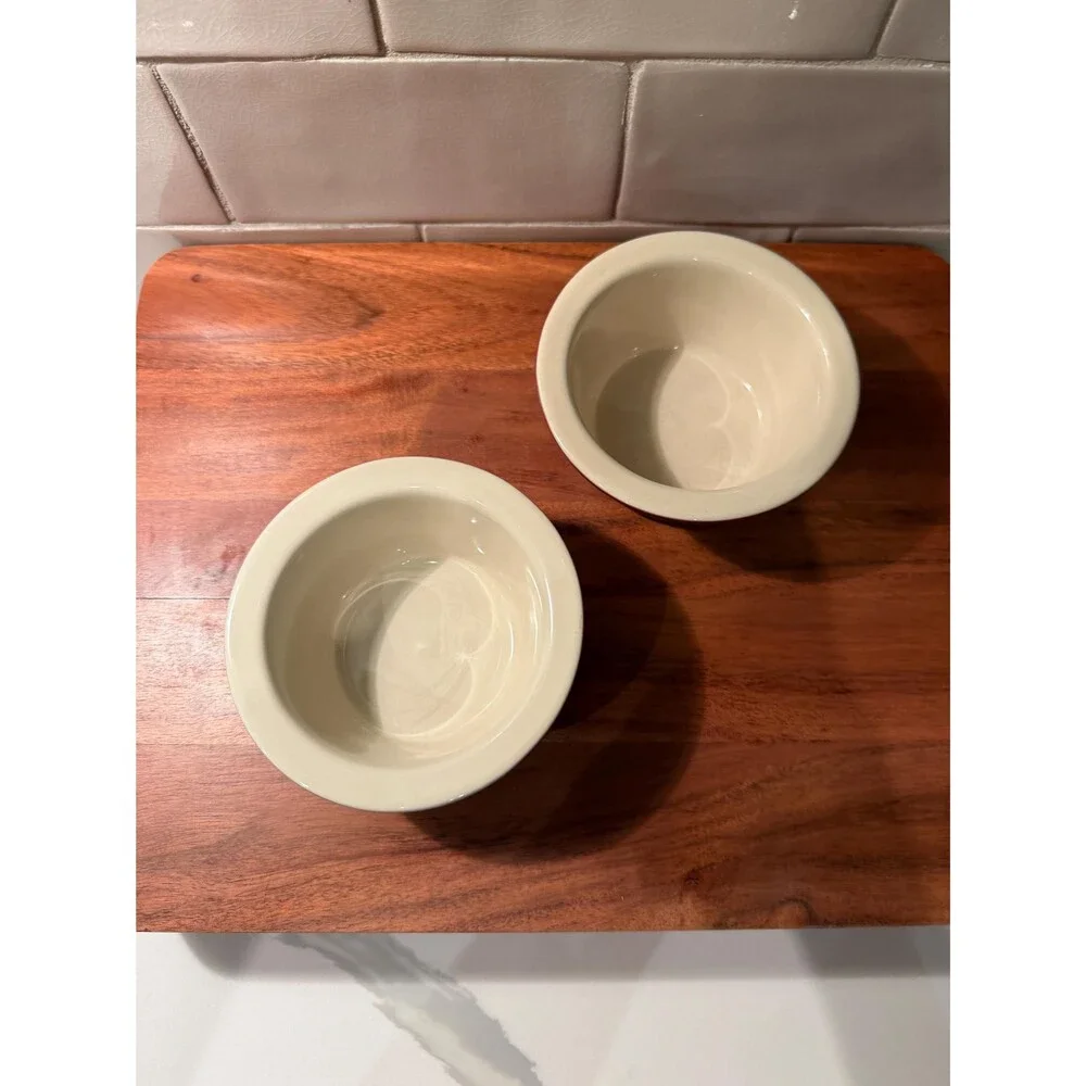 Vintage KitchenAid Ceramic Ramekins Maroon Cream Set of 2 Baking Dishes